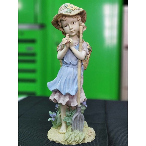 Farmer Girl Holding A Bird Garden Home Statue, VERY RARE AND NOWHERE TO BE FOUND